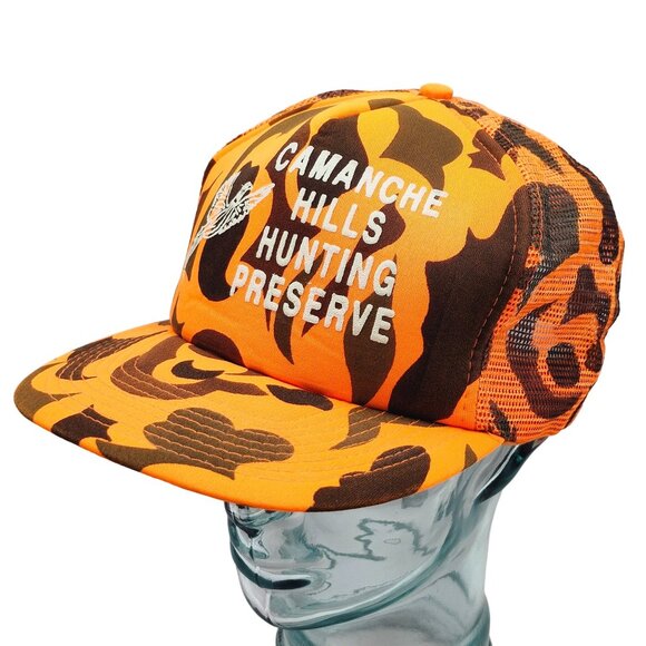 Camanche Hills Hunting Preserve Orange Camo Snapback Trucker Hat Drystone - Picture 4 of 11